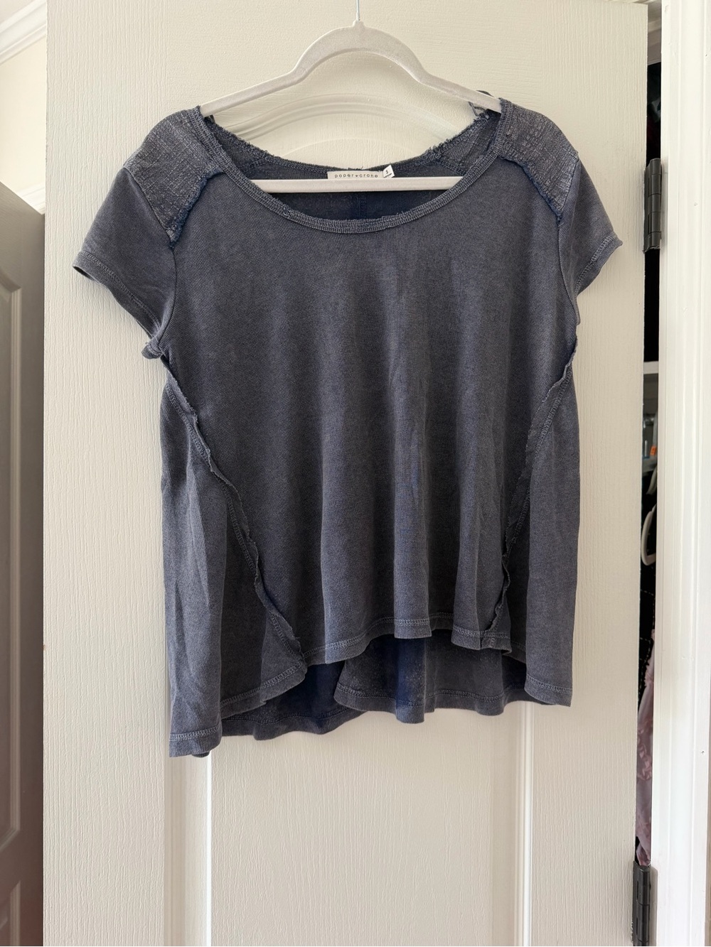 Washed Gray Short Sleeve Scoop Neck Top